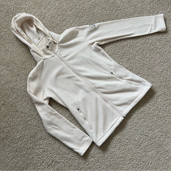 Merrell Women Fleece Jacket Coat Size Small Ivory Cream Hooded Outdoor Full Zip, - Picture 3 of 16